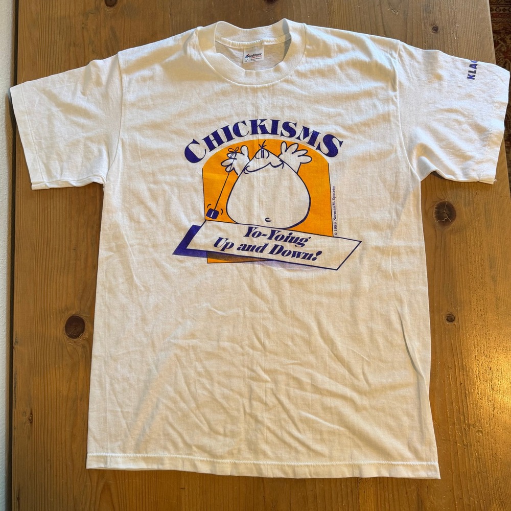 Vintage 1988 Chickisms Shirt Yo-Yoing Size Large Fits Medium White Chick Hearn